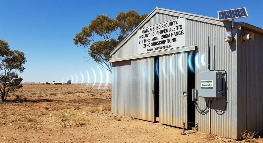 Farm gate and shed security with remote LoRa monitoring