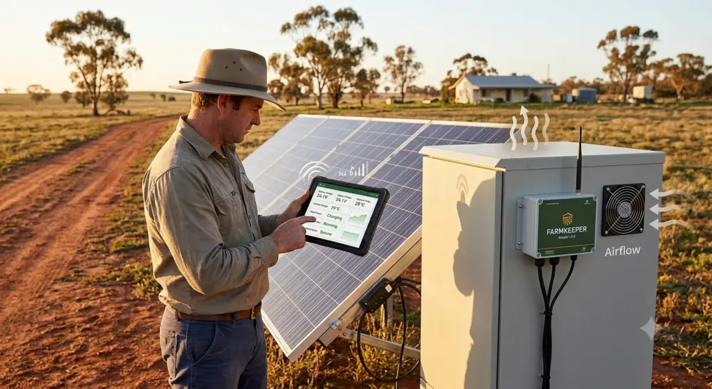 Remote solar station and battery cabinet with FarmKeeper control unit